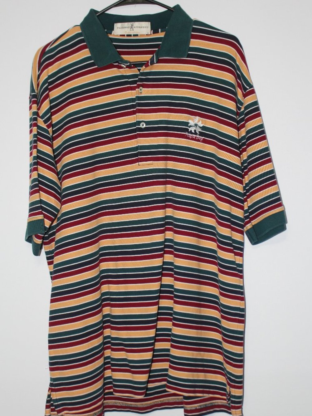 Fairway & Greene Men’s XL Poipu Bay Hawaii Pima Cotton Striped Golf Polo